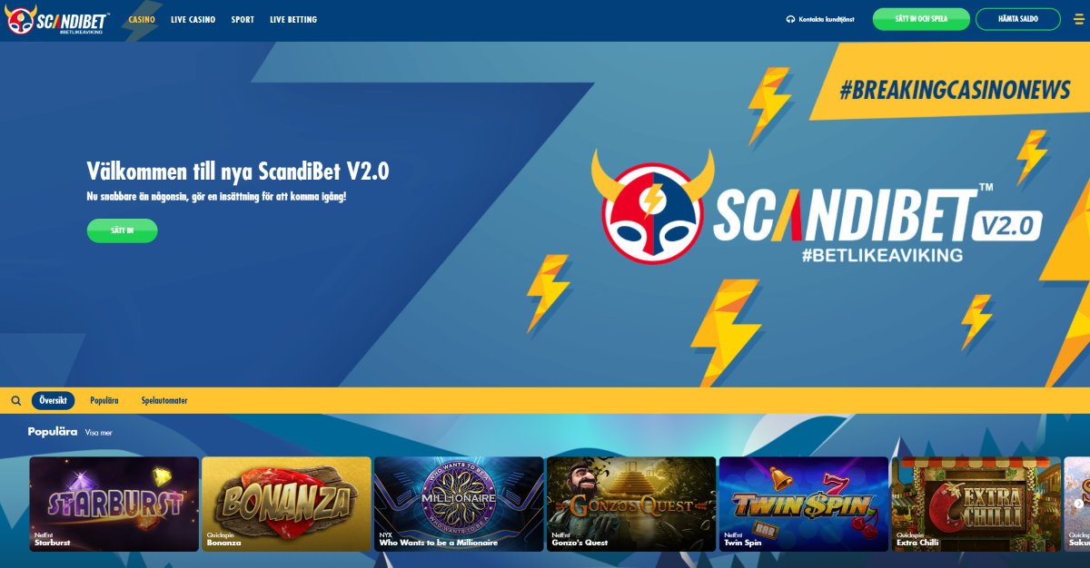 Scandibet v2.0 med casino och betting